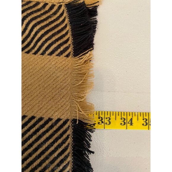 Loft Plaid Poncho Set Of 2 Black & Tan Red & White Fringed Hem Small - Picture 11 of 13